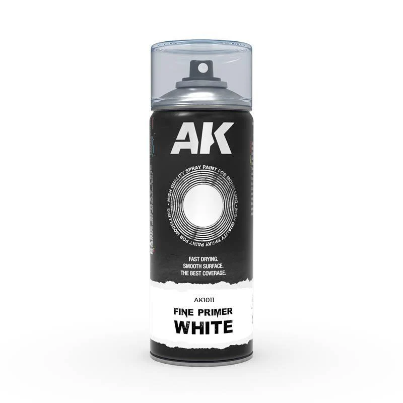 Ak Interactive - Aerosol Spray Primer - Fine Primer White - Spray 400ml (Includes 2 Nozzles)