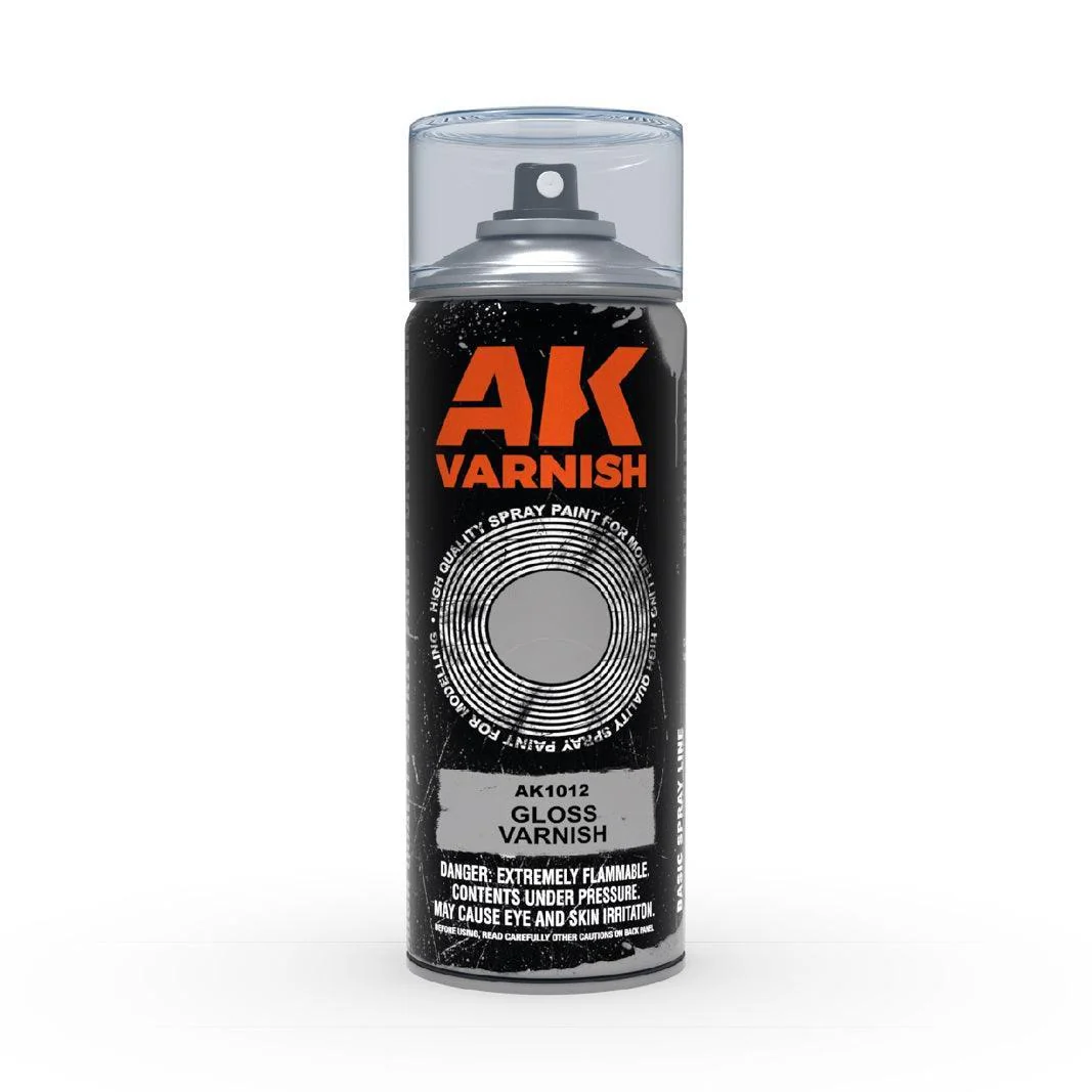 Ak Interactive - Aerosol Spray Primer - Gloss Varnish - Spray 400ml (Includes 2 Nozzles)