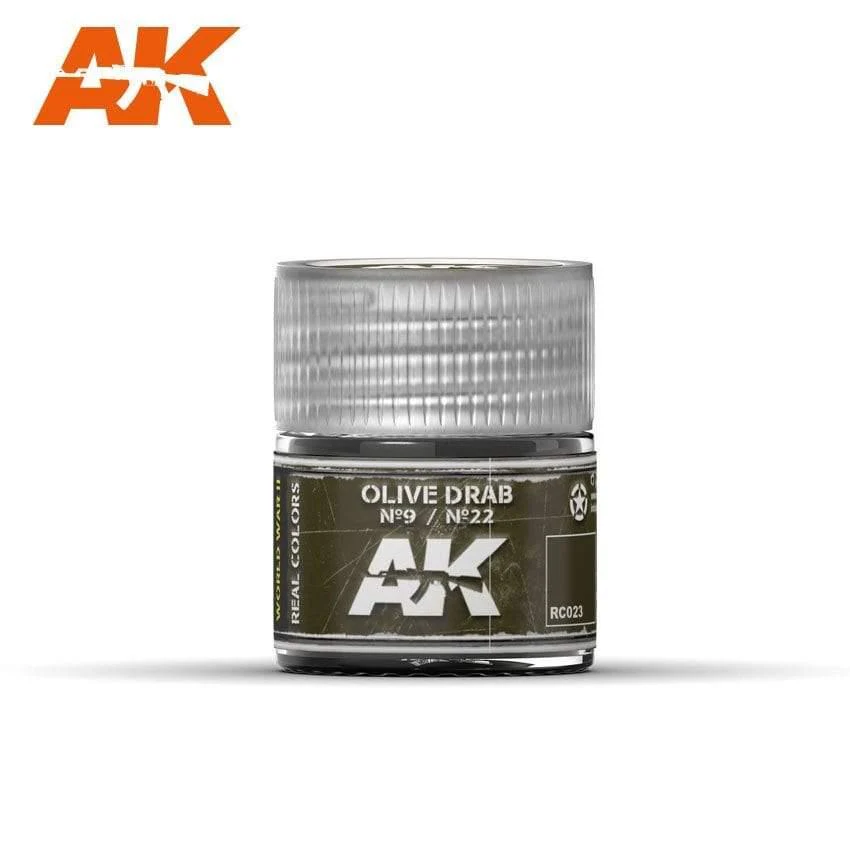 AK Interactive Real Colors - Acrylic Lacquer Paint 10ml bottle - Olive Drab Nº9 / Nº22
