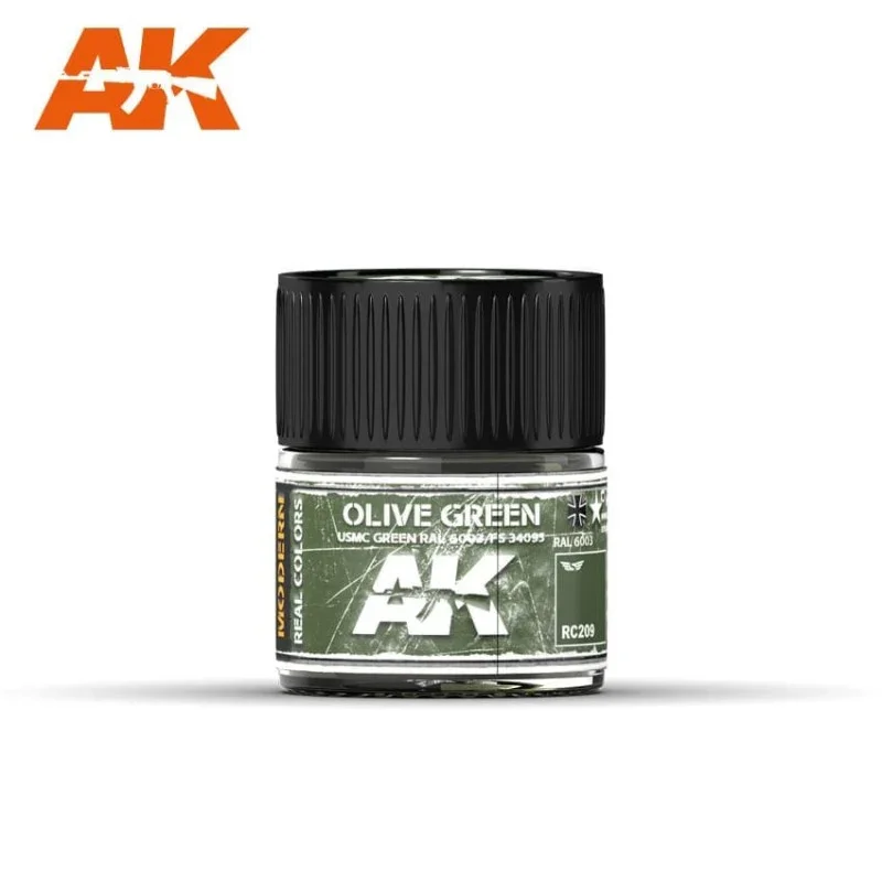 AK Interactive Real Colors - Acrylic Lacquer Paint 10ml bottle - Olive Green USMC GREEN RAL
