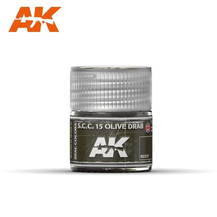 AK Interactive Real Colors - Acrylic Lacquer Paint 10ml bottle - S.C.C. 15 Olive Drab
