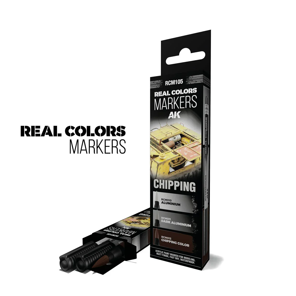 AK Interactive Real Colors Markers: Chipping - Set 3 Arcylic Paint Markers