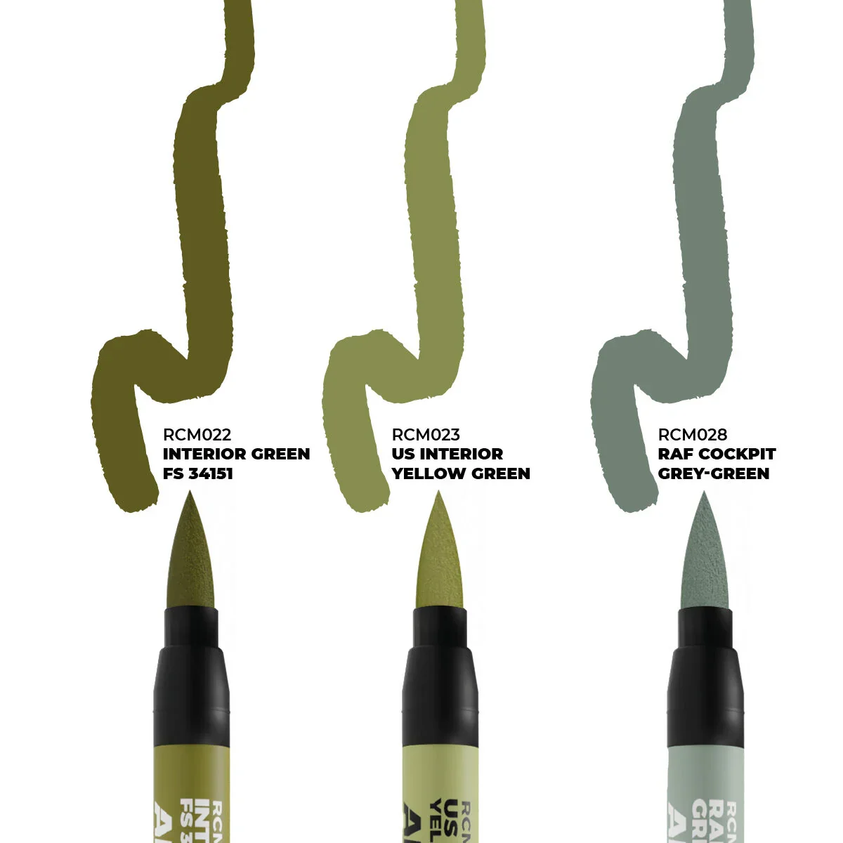 AK Interactive Real Colors Markers: WWII Allied Aircraft Cockpit Colors - Set 3 Arcylic Paint Markers - Image 2