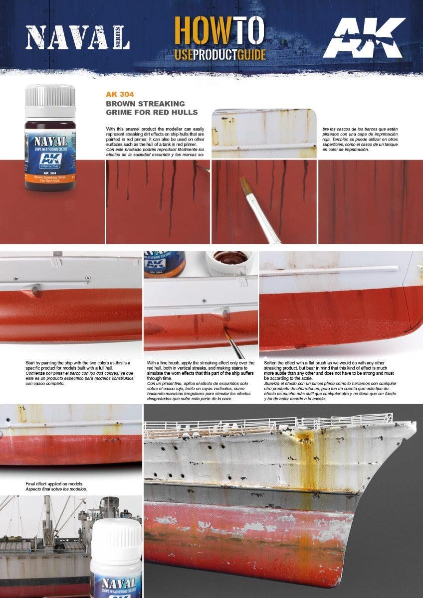 AK Interactive - Weathering Products - Brown Streaking Grime For Red Hulls 35ml - Image 2