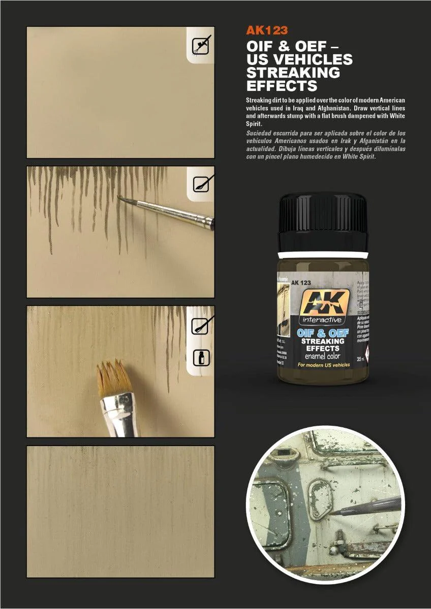 AK Interactive - Weathering Products - Oif & Oef - US Vehicles Streaking Effects 35ml - Image 3