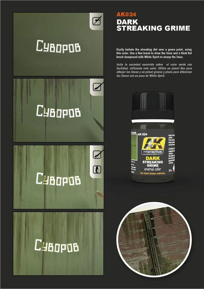 AK Interactive Weathering Products - Streaking Grime for Dark Vehicles - Image 3