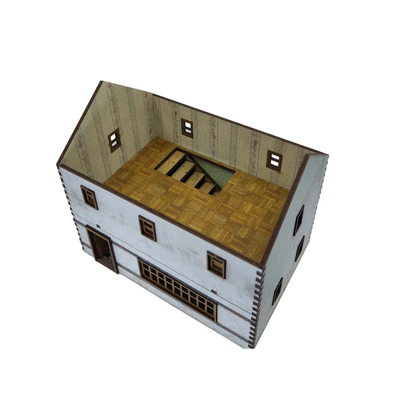 Battlefield Accessories: Double Story Shop - White render - 28mm (TTR) - Image 4