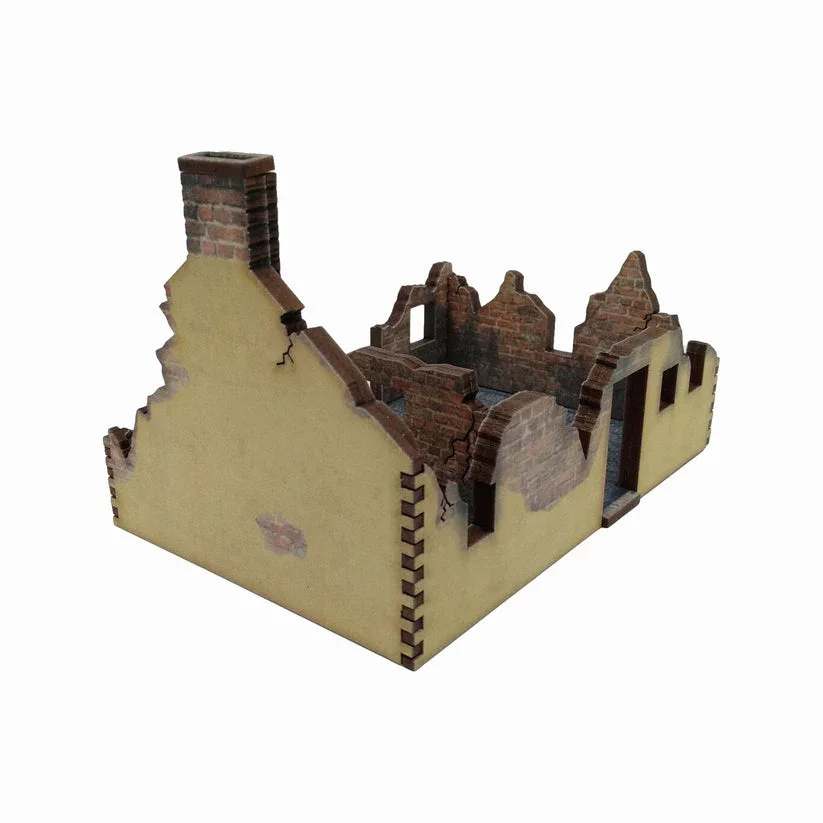 Battlefield Accessories: Ruined Village House 2 Yellow - 28mm (TTR)