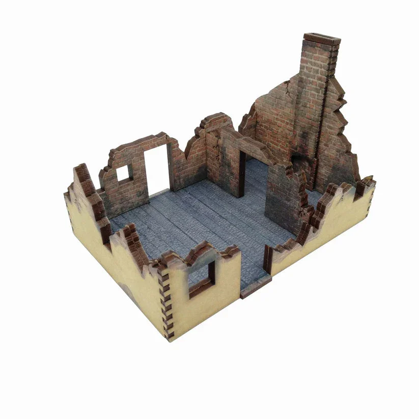 Battlefield Accessories: Ruined Village House 2 Yellow - 28mm (TTR) - Image 3