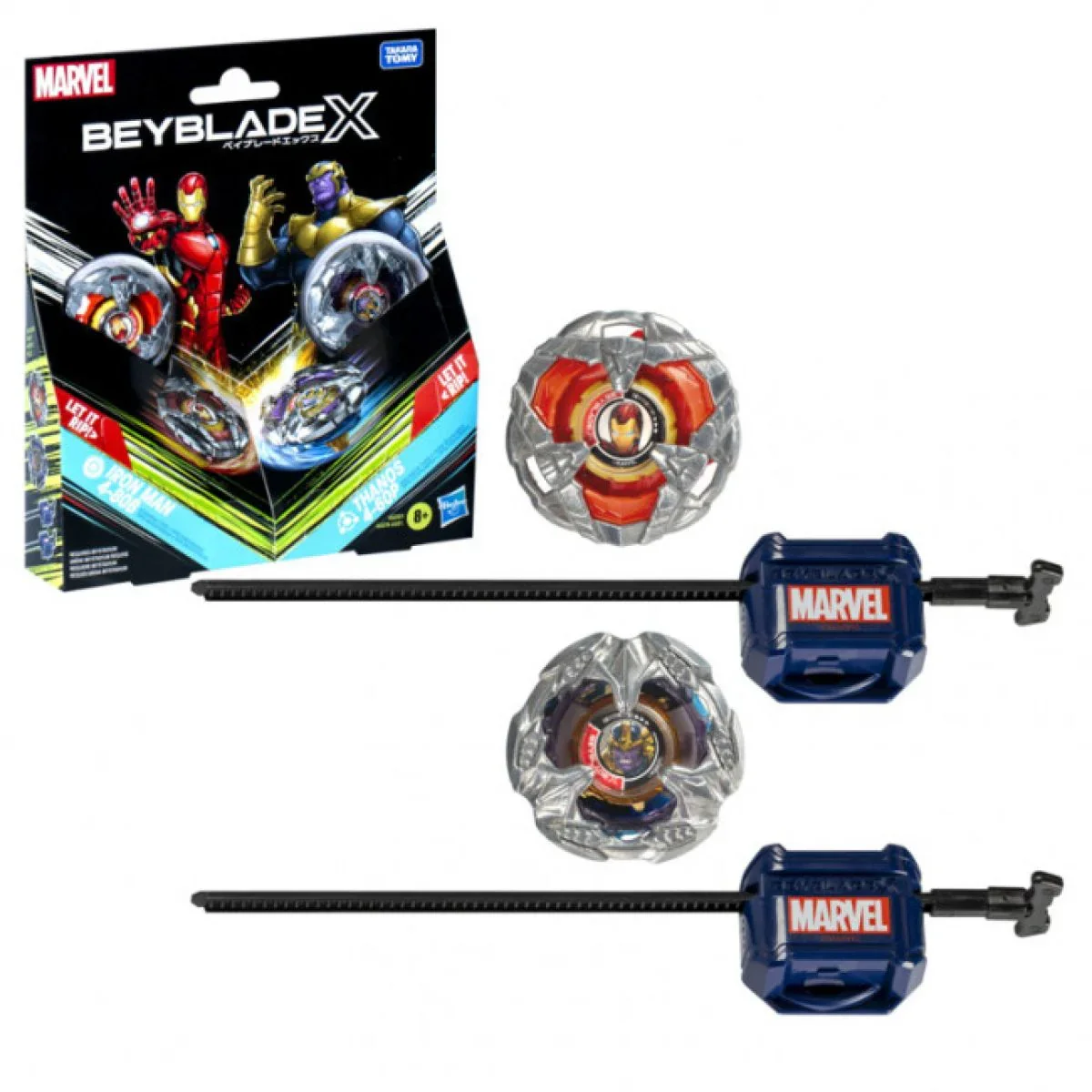 Beyblade X - Marvel Collab: Iron Man 4-80B vs. Thanos 4-60B Dual Pack