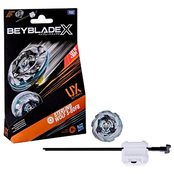 Beyblade - X - Starter Top Sterling Wolf 3-80FB UX Stamina Type Top & Launcher