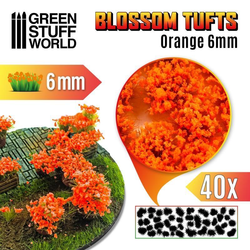 GREEN STUFF WORLD Blossom Tufts - 6mm Self-Adhesive - Orange Flowers