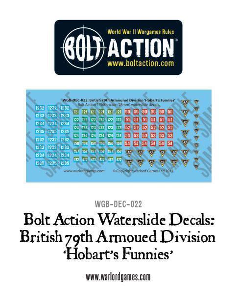 Bolt Action: British 79th Armoured Division (Hobart's Funnies) decal sheet