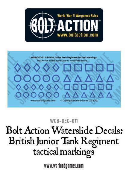 Bolt Action: British Junior Tank Regiment tactical markings decal sheet