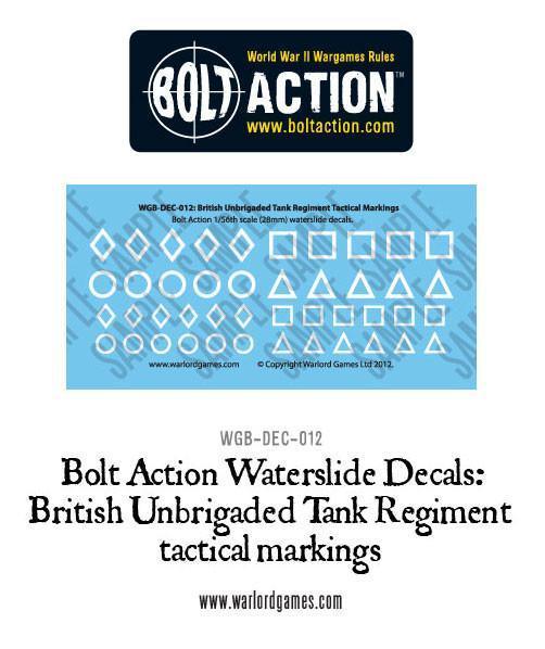 Bolt Action: British Unbrigaded Tank Regiment tactical markings - white decal sheet