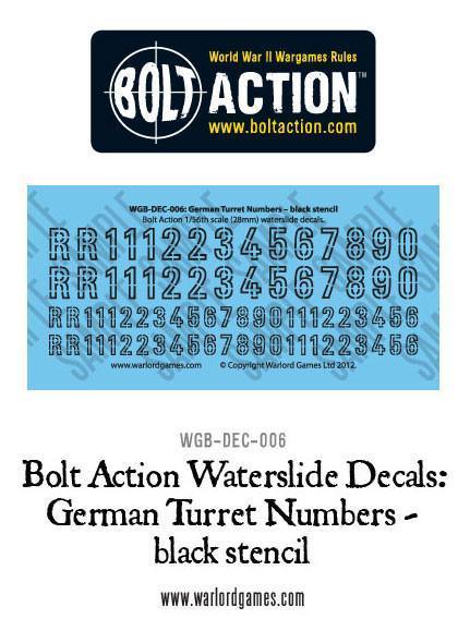 Bolt Action: German Turret Numbers - black stencil decal sheet