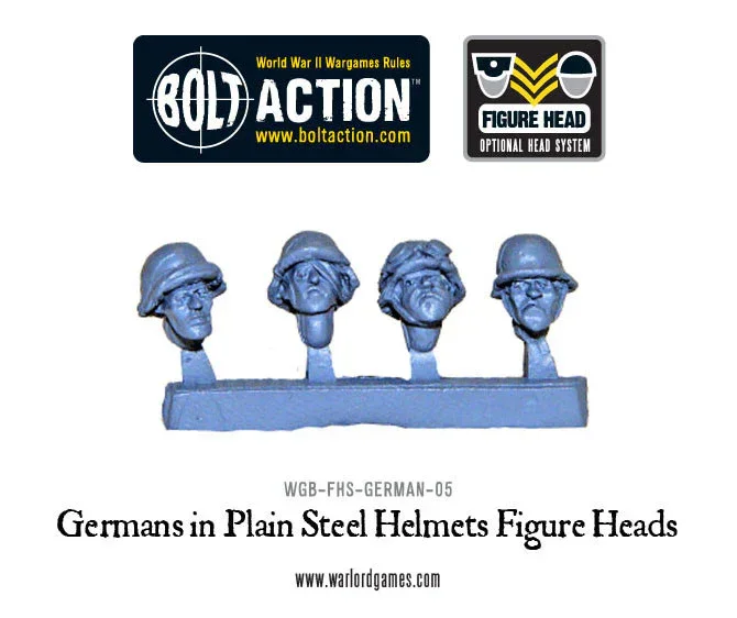 Bolt Action: Germans in Plain Helmets Figure Heads