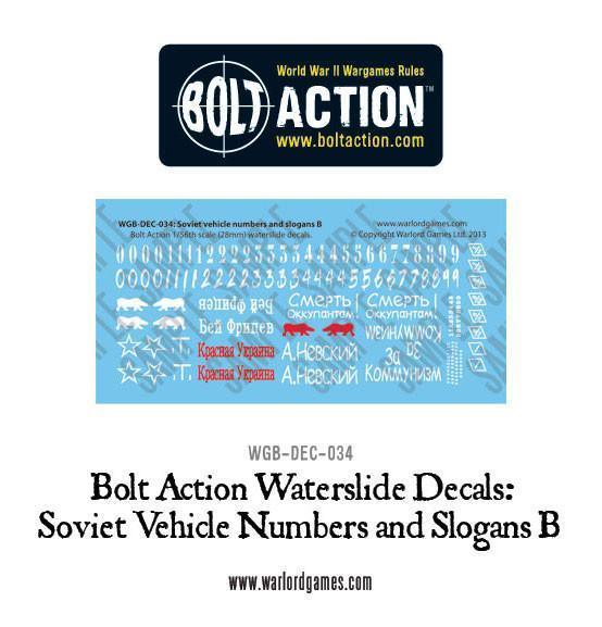 Bolt Action: Soviet slogans and numbers B decals
