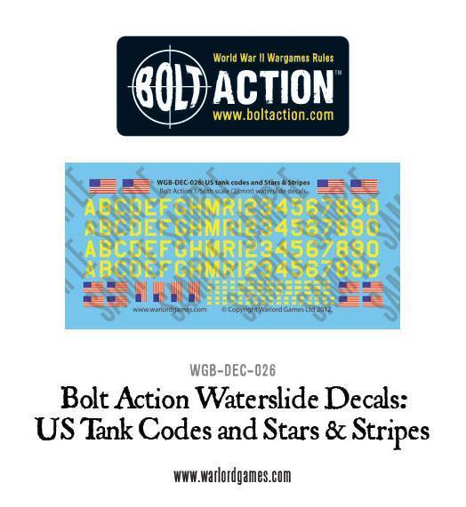 Bolt Action: US tank codes and Stars & Stripes decal sheet