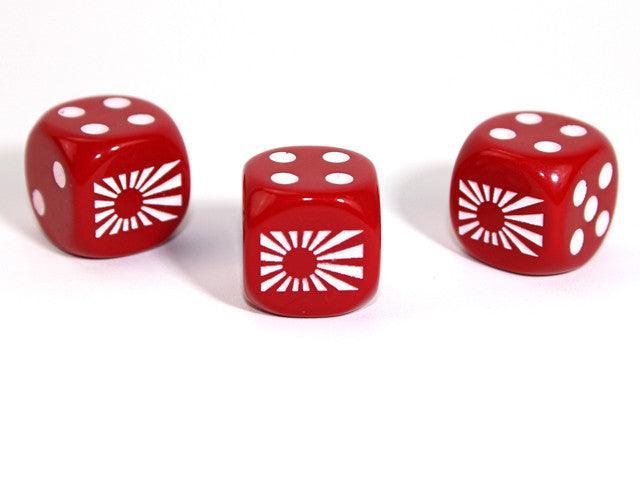 Chessex D6 Dice Axis and Allies Japan d6 Blank 1 Face Opaque Red/white x 1