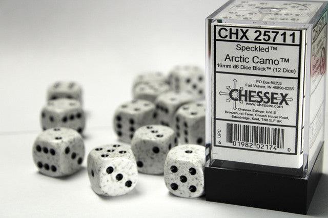 Chessex D6 Speckled 16mm d6 Arctic Camo Dice Block (12 dice)