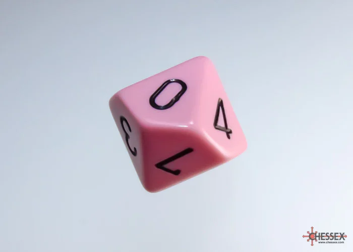 CHX 25264 Opaque Pastel Pink/black Set of Ten d10s - Image 3