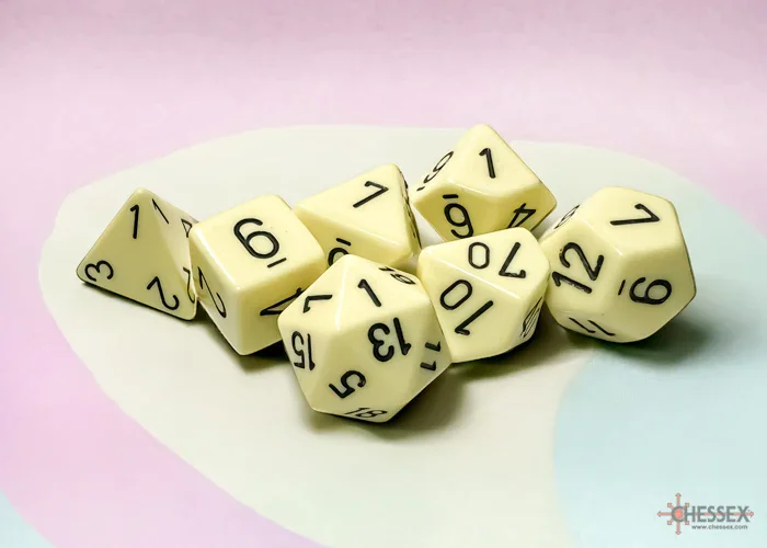CHX 25462 Opaque Polyhedral Pastel Yellow/black 7-Die Set - Image 2
