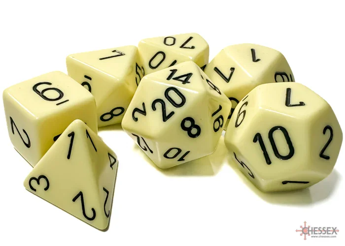 CHX 25462 Opaque Polyhedral Pastel Yellow/black 7-Die Set - Image 3