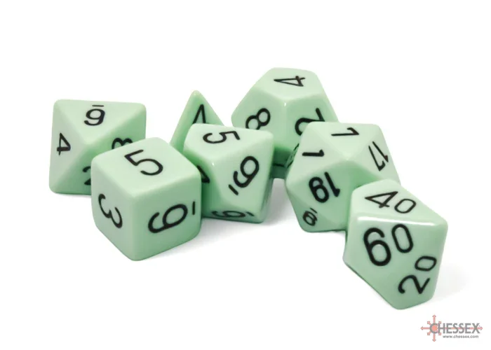 CHX 25465 Opaque Polyhedral Pastel Green/black 7-Die Set - Image 2