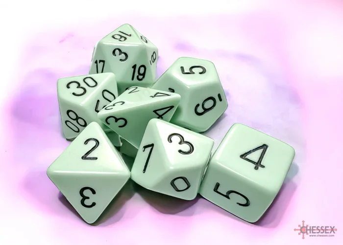CHX 25465 Opaque Polyhedral Pastel Green/black 7-Die Set - Image 3