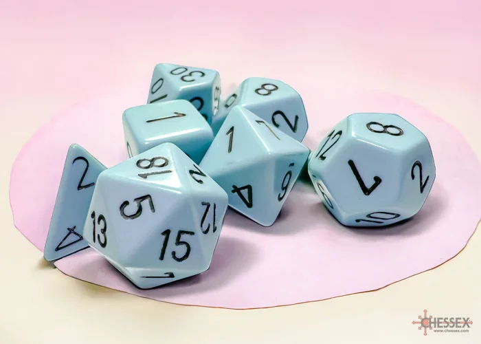 CHX 25466 Opaque Polyhedral Pastel Blue/black 7-Die Set - Image 2