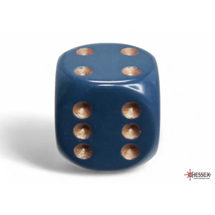 CHX 25626 Opaque Dusty Blue/copper 16mm d6 Dice Block (12 dice) - Image 2