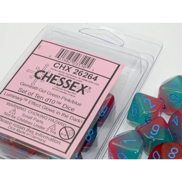 CHX 26264 Gemini Gel Green-Pink/blue Luminary Set of 10 d10s - Image 3