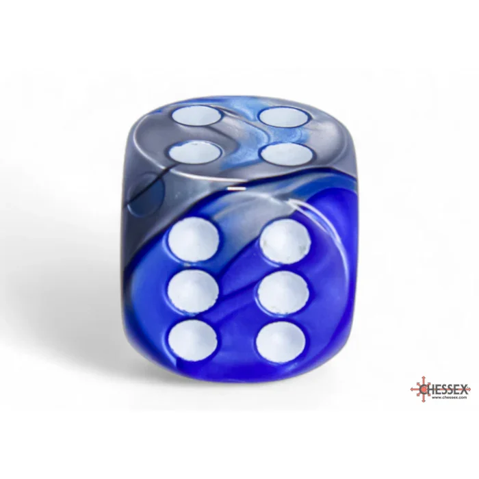 CHX 26623 Gemini Blue-Steel/white 16mm d6 Dice Block (12 dice) - Image 2