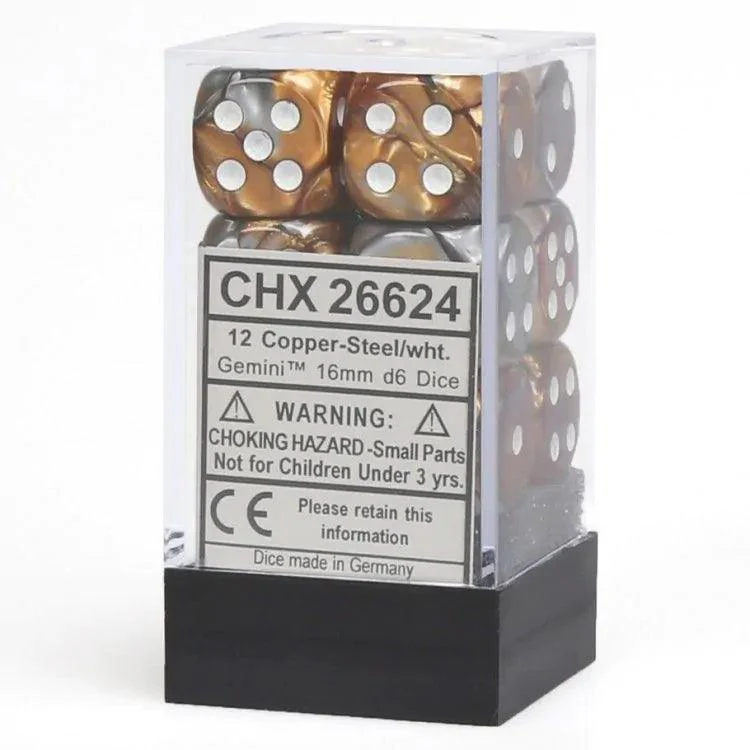 CHX 26624 Gemini 16mm D6 Dice Block Copper-Steel/White