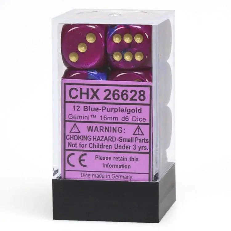 CHX 26628 Gemini 16mm D6 Dice Block Blue-Purple/Gold