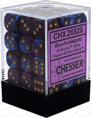 CHX 26828 Gemini 12mm D6 Dice Block Blue-Purple/Gold