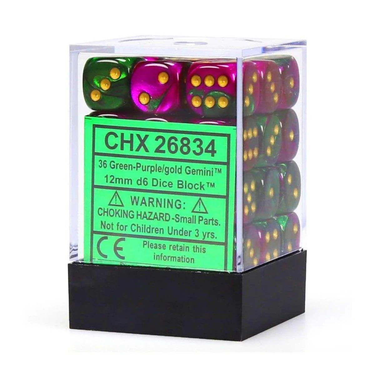 CHX 26834 Gemini 12mm D6 Dice Block Green-Purple/Gold
