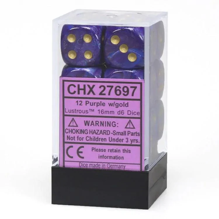 CHX 27697 Lustrous 16mm D6 Dice Block Purple/Gold