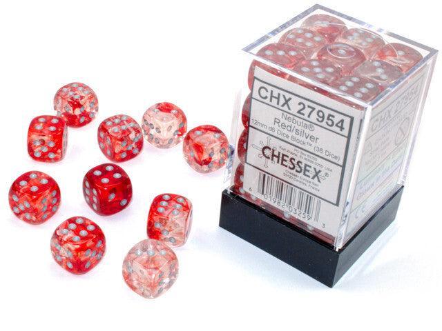 CHX 27954 Nebula 12mm D6 Dice Block Red/Silver (Luminary Effect)