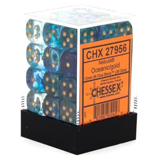 CHX 27956 Nebula 12mm D6 Dice Block Oceanic/Gold (Luminary Effect)