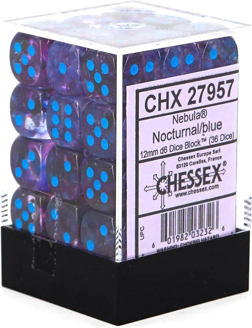 CHX 27957 Nebula 12mm D6 Dice Block Nocturnal/Blue (Luminary Effect)