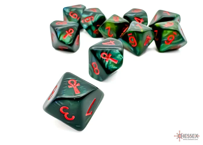 CHX 29025 Scarab Jade/red Ankh D10 (10 set) - Image 3