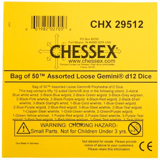 CHX 29512 Bag of 50 Assorted Loose Gemini Polyhedral d12 - Image 2