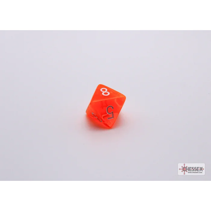 CHX 30060 Translucent Neon Orange/white Polyhedral 7-Dice Set (with bonus die) - Image 4
