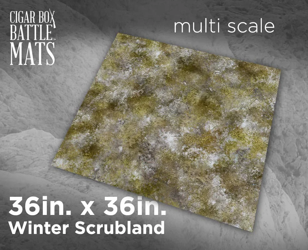 Cigar Box Battlemat: Winter Scrubland 3x3 Battlemat