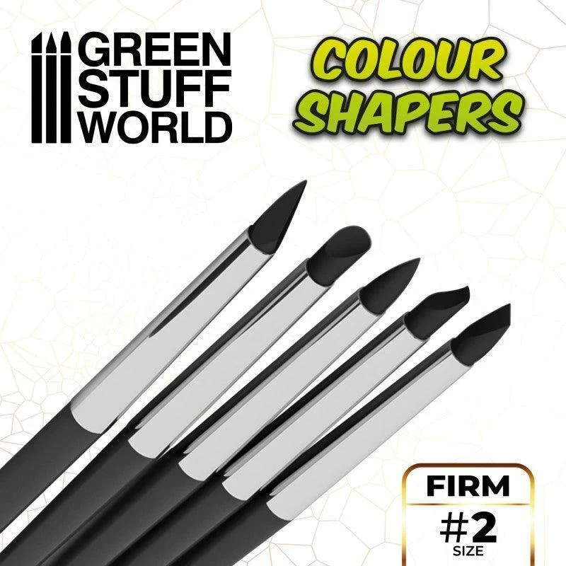 GREEN STUFF WORLD Colour Shapers Brushes Size 2 - BLACK FIRM
