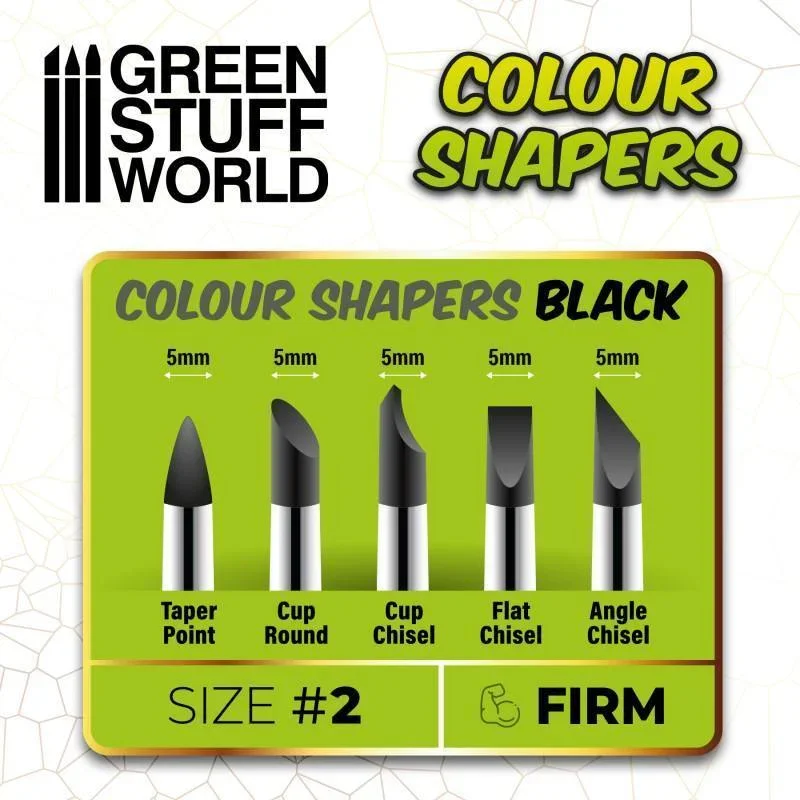 GREEN STUFF WORLD Colour Shapers Brushes Size 2 - BLACK FIRM - Image 3