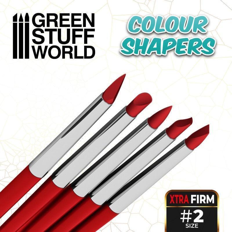 GREEN STUFF WORLD Colour Shapers Brushes Size 2 - Extra Firm