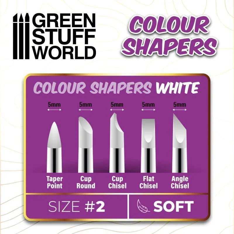 GREEN STUFF WORLD Colour Shapers Brushes Size 2 - WHITE SOFT - Image 3